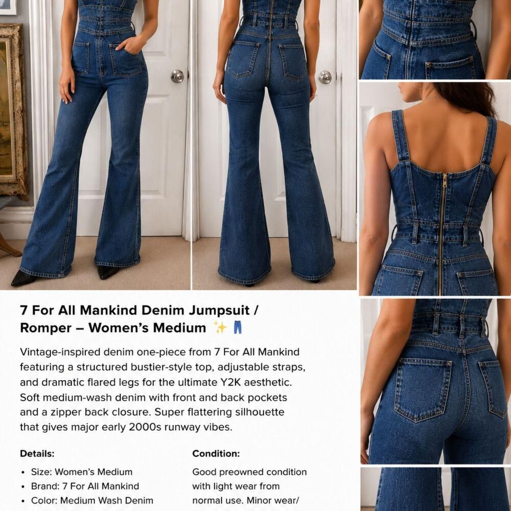 7-for-all-mankind Women's Blue and Navy Jumpsuit